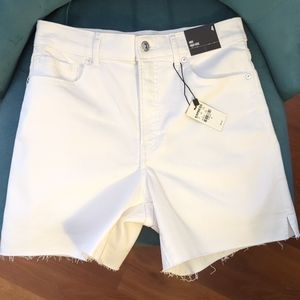 Express White High Rise Midi Shorts Size 4